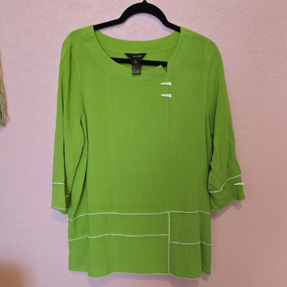 Ali Miles Green Tunic 3/4 Sleeve Boxy Top